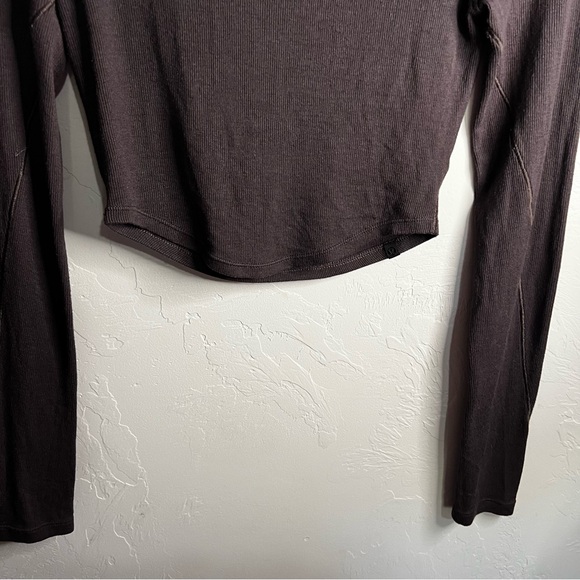 Lululemon Hold Tight Chocolate Brown Long Sleeve Modal Blend Crop Top - Picture 8 of 11